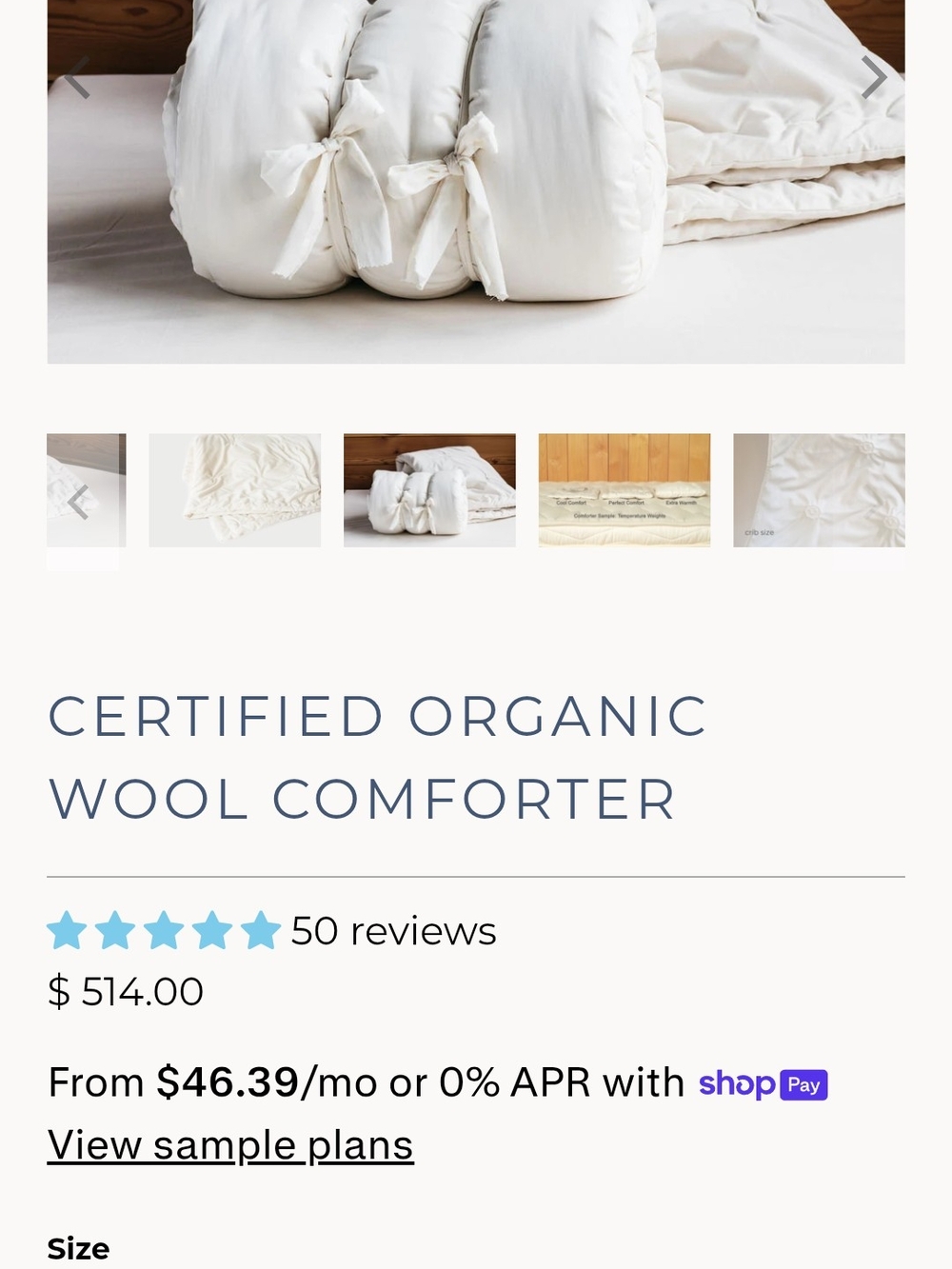Certified Organic Wool Comforter Holy Lamb Organics. Twin. Light Weight